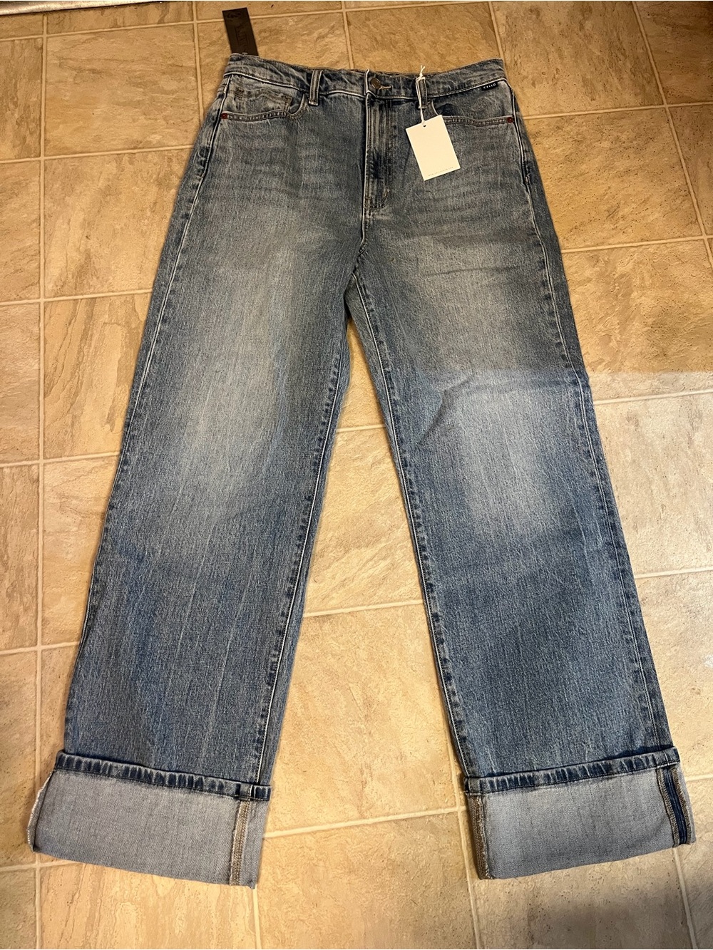 Cello High-Rise Wide-Leg Jeans — Light Blue Wash inseam is 38 inches uncuffed